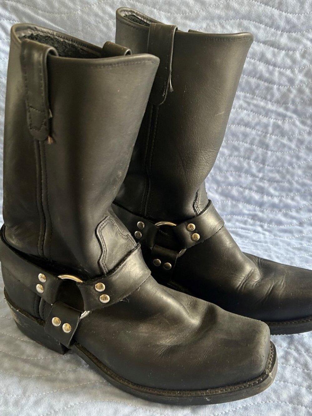Black Leather Harness/Motorcycle Boots (Double H) Size Mens 11 D